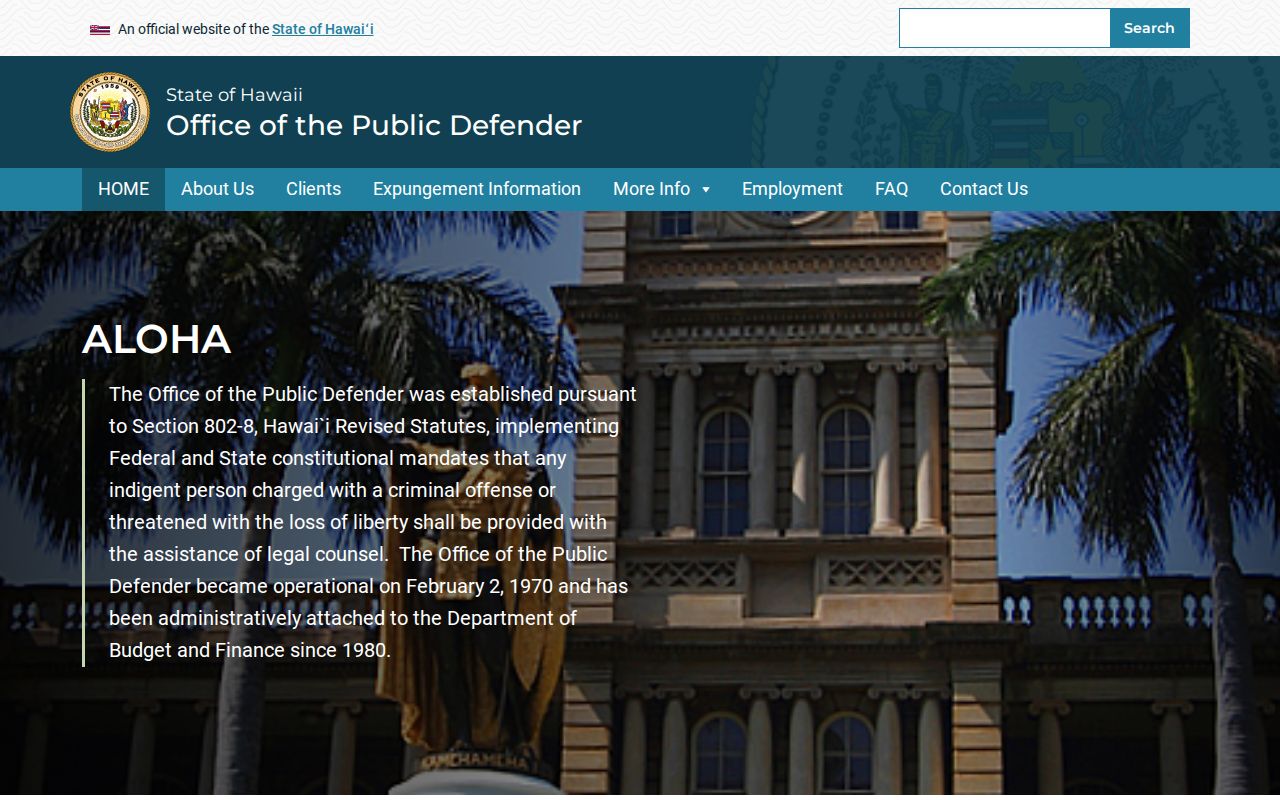 Honolulu County criminal case public defender information