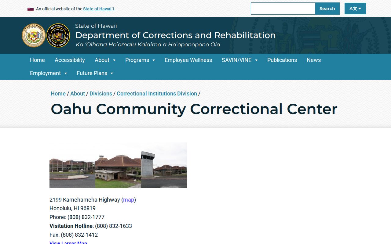 Oahu Community Correctional Center in the Honolulu criminal record trail